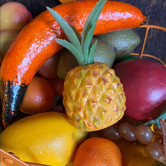 Vtg faux fruit with orange basket - Picture 2 of 3